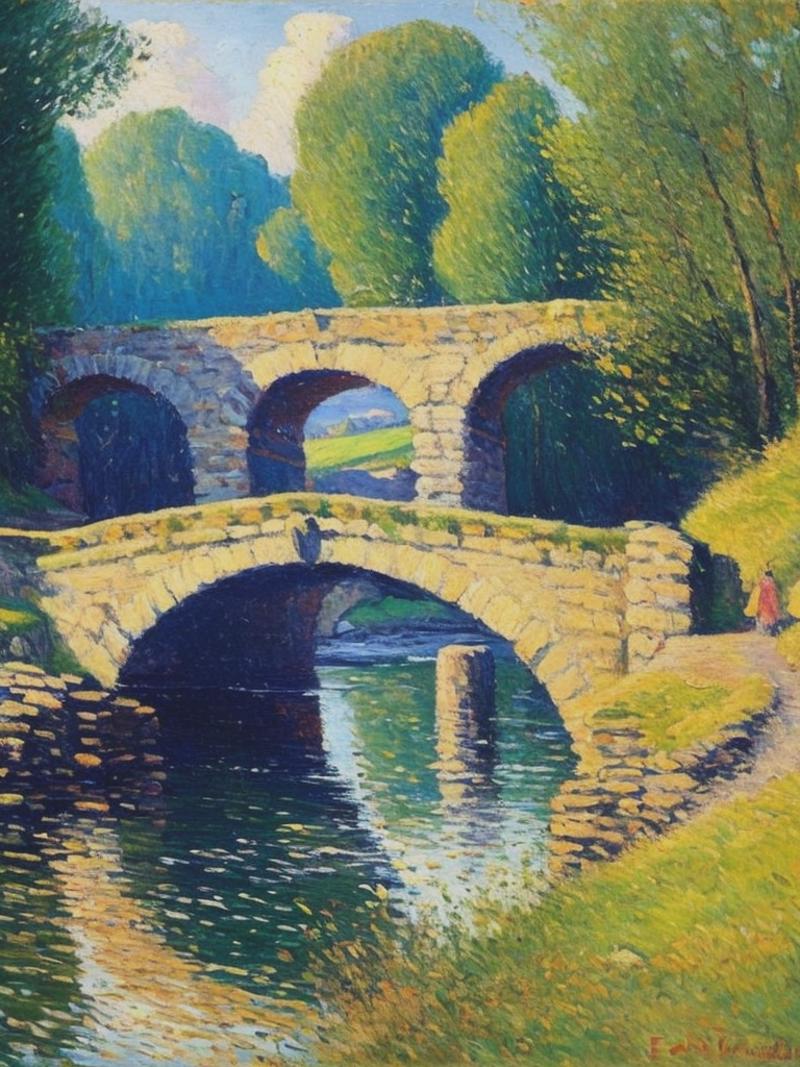 04068-2686667878-a old stone bridge oil painting by Edouard Vailard, post-impressionism colour, less detail, abstract, sketch, Henri Le Sidaner,.png